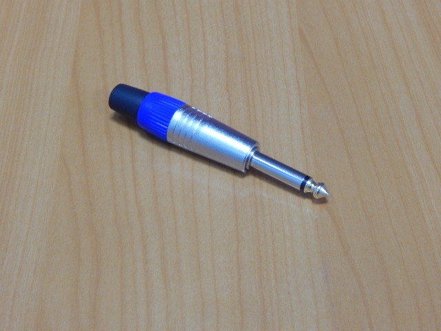 Разъем 6.35 шт. моно металл цанга синий  1-116G BL