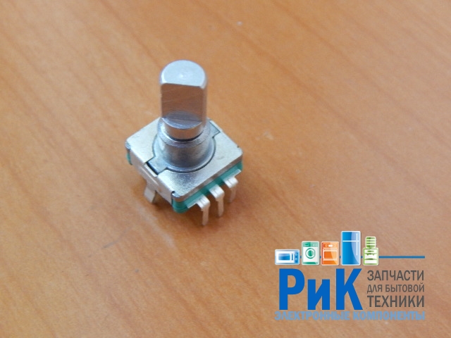 Энкодер 11.7 х 12mm, ручка мет. под спил D=6mm L=12mm (дискр.=30) с кнопкой  R1.
