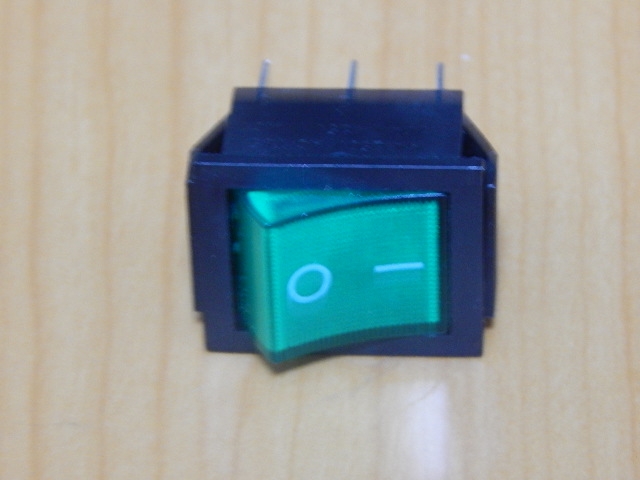 Переключатель KCD2-201N/6P OFF-ON зеленый 250V 16A (с подсветкой) 36-2352