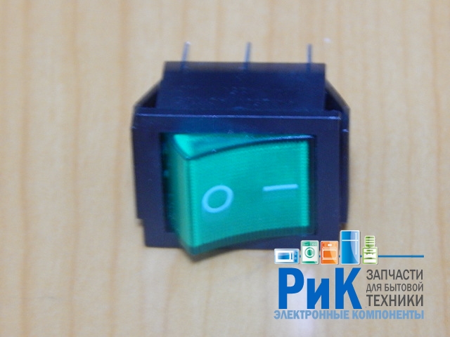 Переключатель KCD2-201N/6P OFF-ON зеленый 250V 16A (с подсветкой)  36-2352