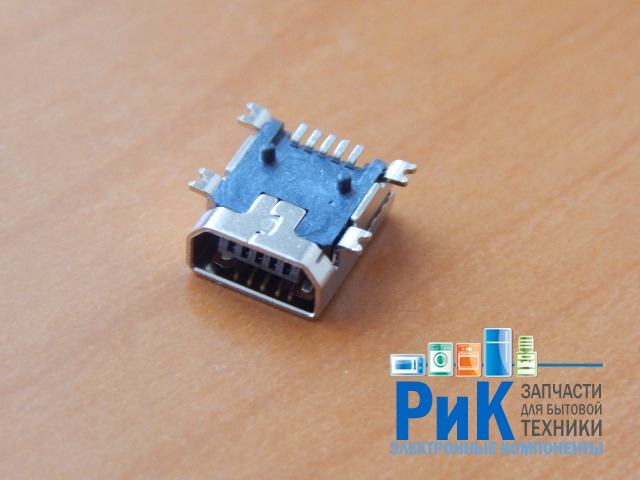 Разъем MiniUSB 5-pin гнездо (крепление снизу, 4 крепежа) 1190