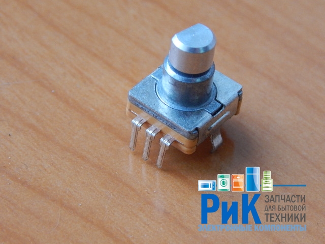 Энкодер 11.7 х 12mm, ручка мет. под спил D=6mm L=10mm (дискр.=20) с кнопкой  R1a.
