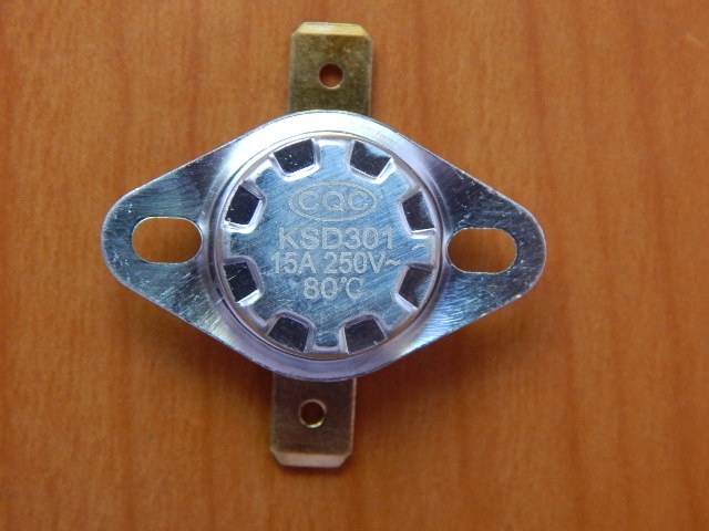 Термостат KSD301 80C 15A (нормально замкнутый)