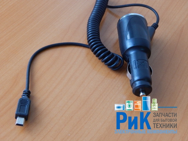 Зарядное устройство от прикуривателя 12-24V/5V 1000mA miniUSB шнур витой  16-0240-1