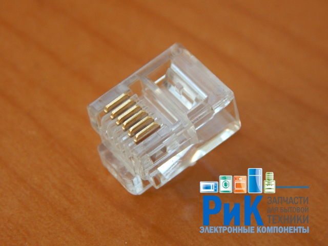 Разъем 6P6C (RJ12) штекер телефонный (линия)  6-004