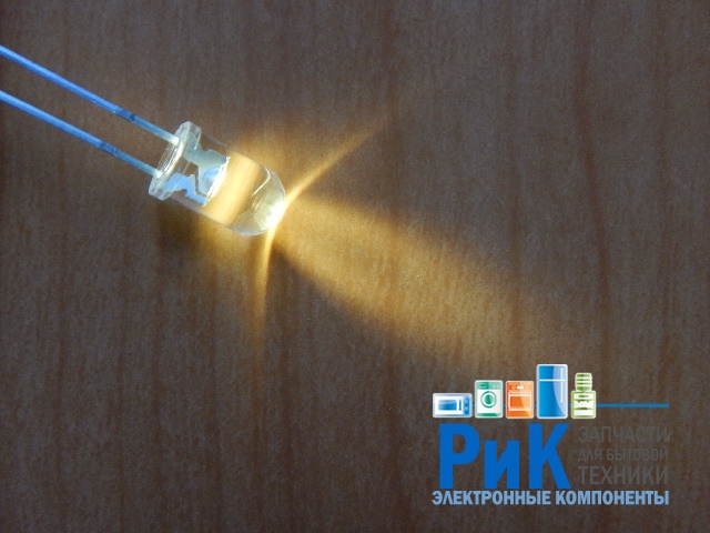 Светодиод  5mm белый теплый 12000mcd 30* 3.4V  FYL-5013WC