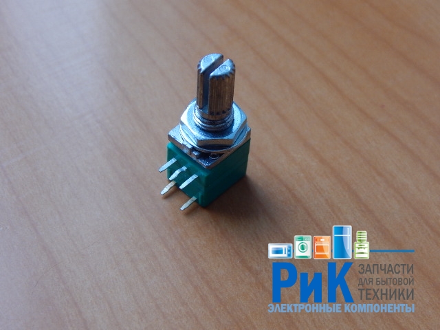 Резистор переменный 5-pin (3+2) B50K с выкл. 11x9.5mm L=15mm моно с рифлением  (№10)
