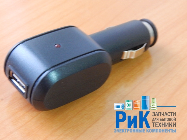 Зарядное устройство от прикуривателя 12-24V/5V 1000mA USB черное  SIM