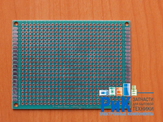 Макетная плата двусторонняя  60x80x1.6mm, шаг 2.54mm