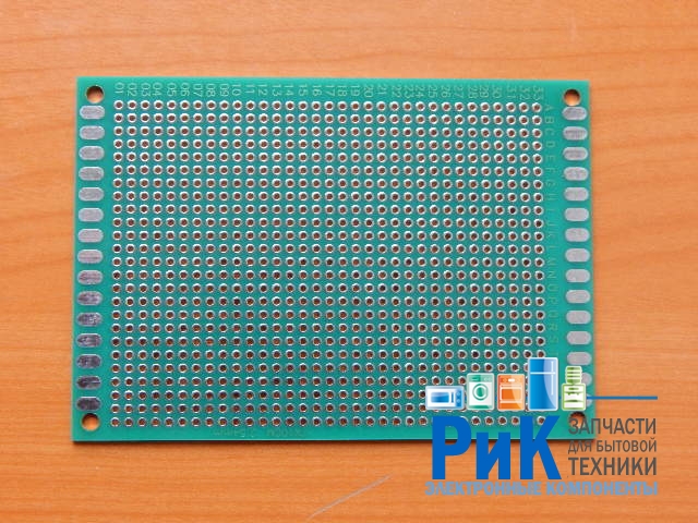 Макетная плата двусторонняя  70x100x1.6mm, шаг 2.54mm