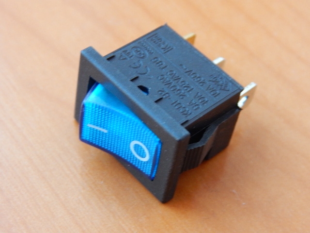 Переключатель KCD1-B2-101N11BB OFF-ON синий 250V 10A (с подсветкой)