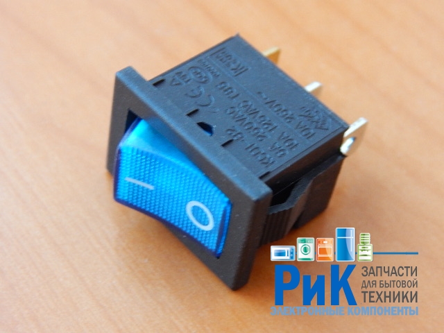 Переключатель KCD1-B2-101N11BB OFF-ON синий 250V 10A (с подсветкой)