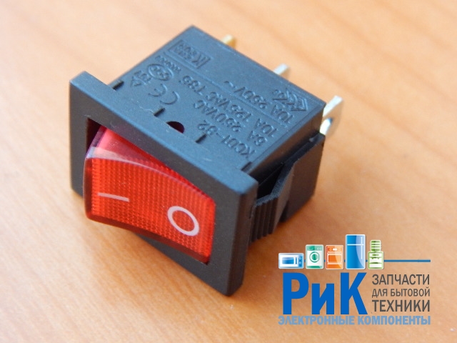 Переключатель KCD1-B2-101N11RBA OFF-ON красный 250V 10A (с подсветкой)