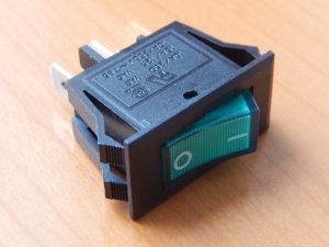 Переключатель KCD3-B2D-101N11CEB OFF-ON зеленый 250V 10A (с подсветкой)