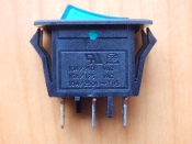 Переключатель KCD3-B2D-101N11CEB OFF-ON зеленый 250V 10A (с подсветкой)