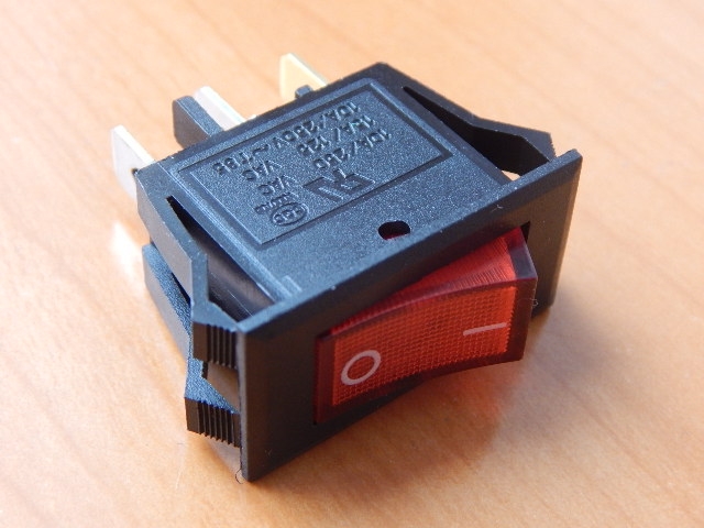 Переключатель KCD3-B2D-101N11CRB OFF-ON красный 250V 10A (с подсветкой)