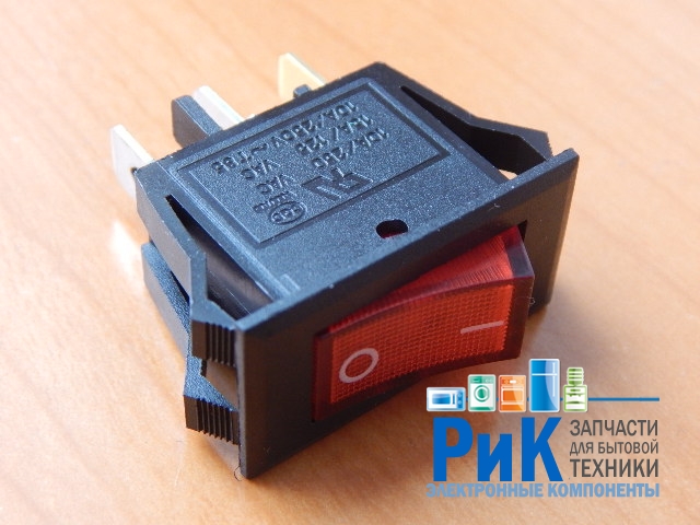 Переключатель KCD3-B2D-101N11CRB OFF-ON красный 250V 10A (с подсветкой)