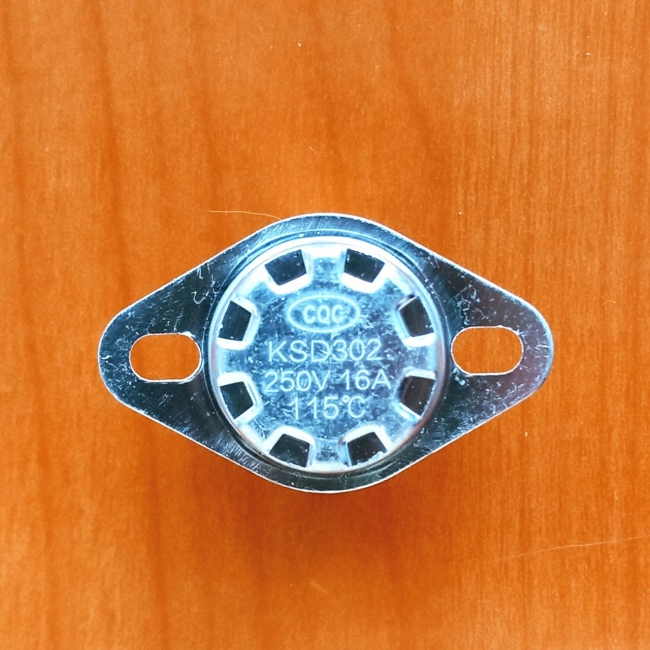 Термостат KSD301 115C 16A (нормально замкнутый)